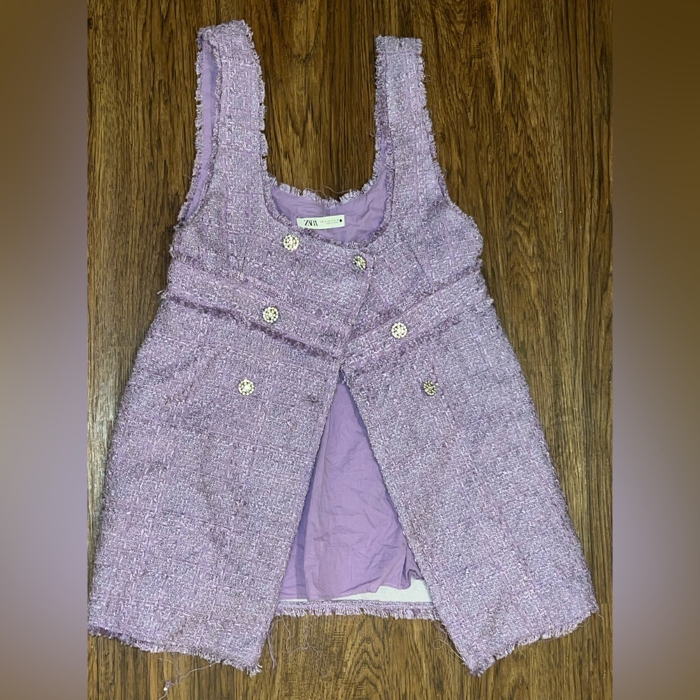 Zara Lilac Tweed vest Dress - Picture 5 of 10